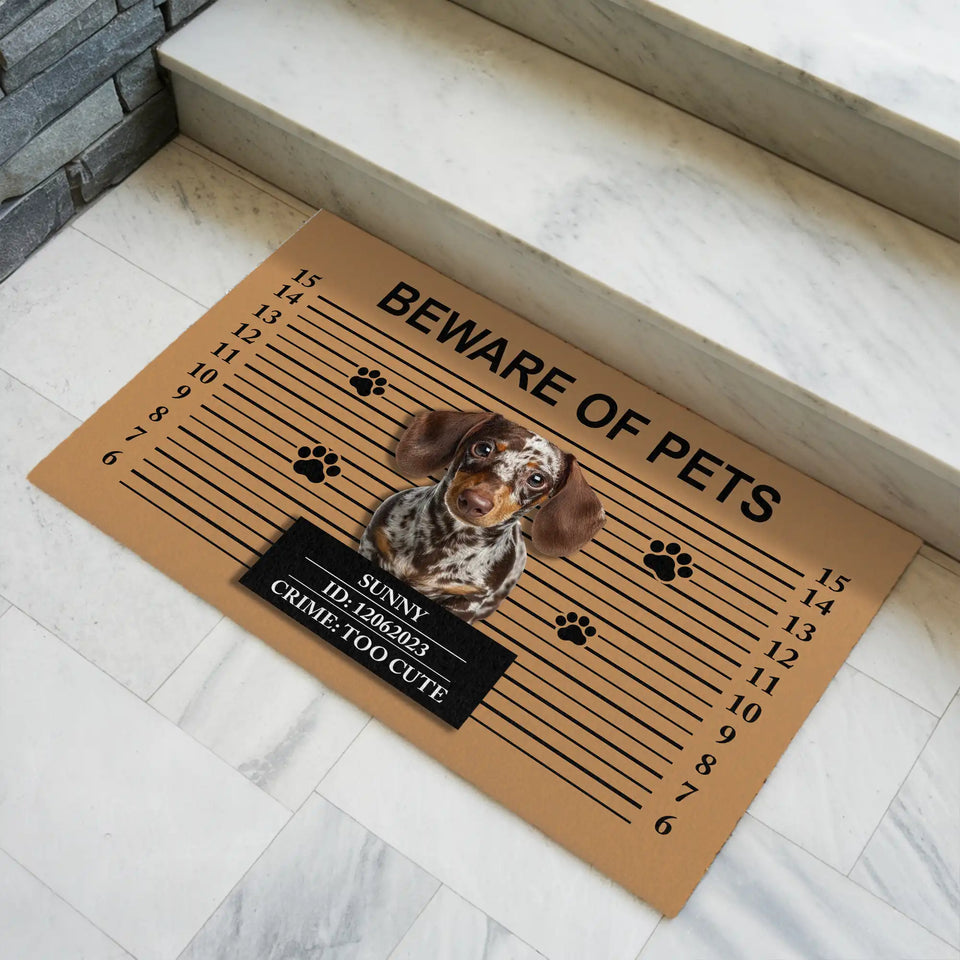 Personalized Pet Mugshot Doormat – Custom Photo & Funny Text Mat