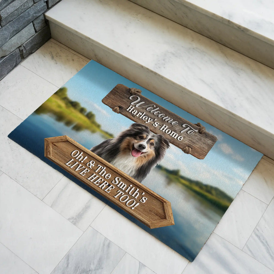 Personalized Lakeside Dog Doormat – Custom Pet & Family Name Mat