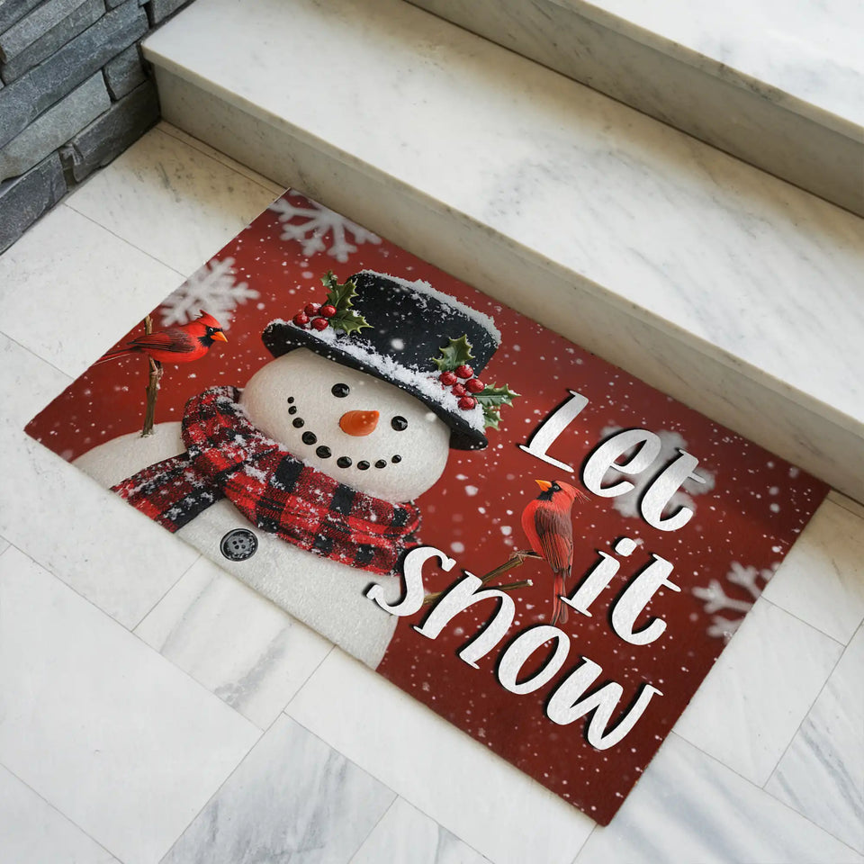 Snowman Christmas Doormat – Let It Snow Welcome Mat