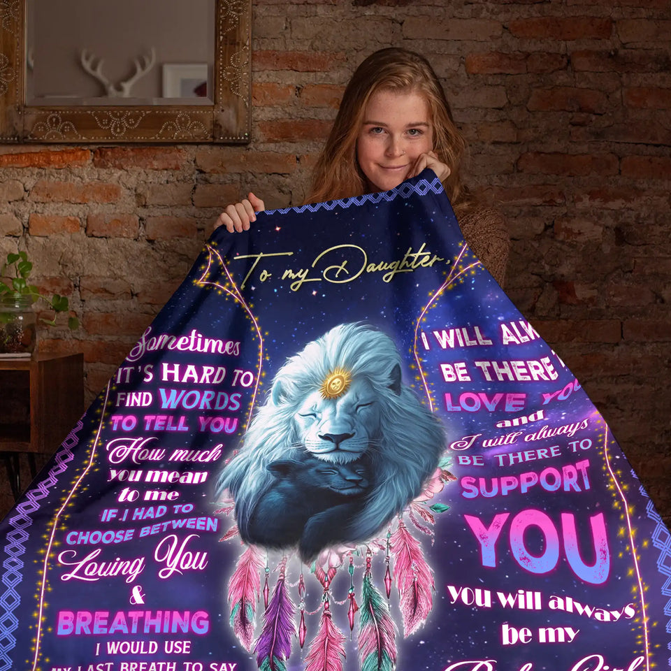 Personalized Daughter Blanket From Dad – Lion Dreamcatcher Inspirational Gift