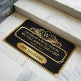 Personalized Christian Doormat – Joshua 24:15 Family Name Mat