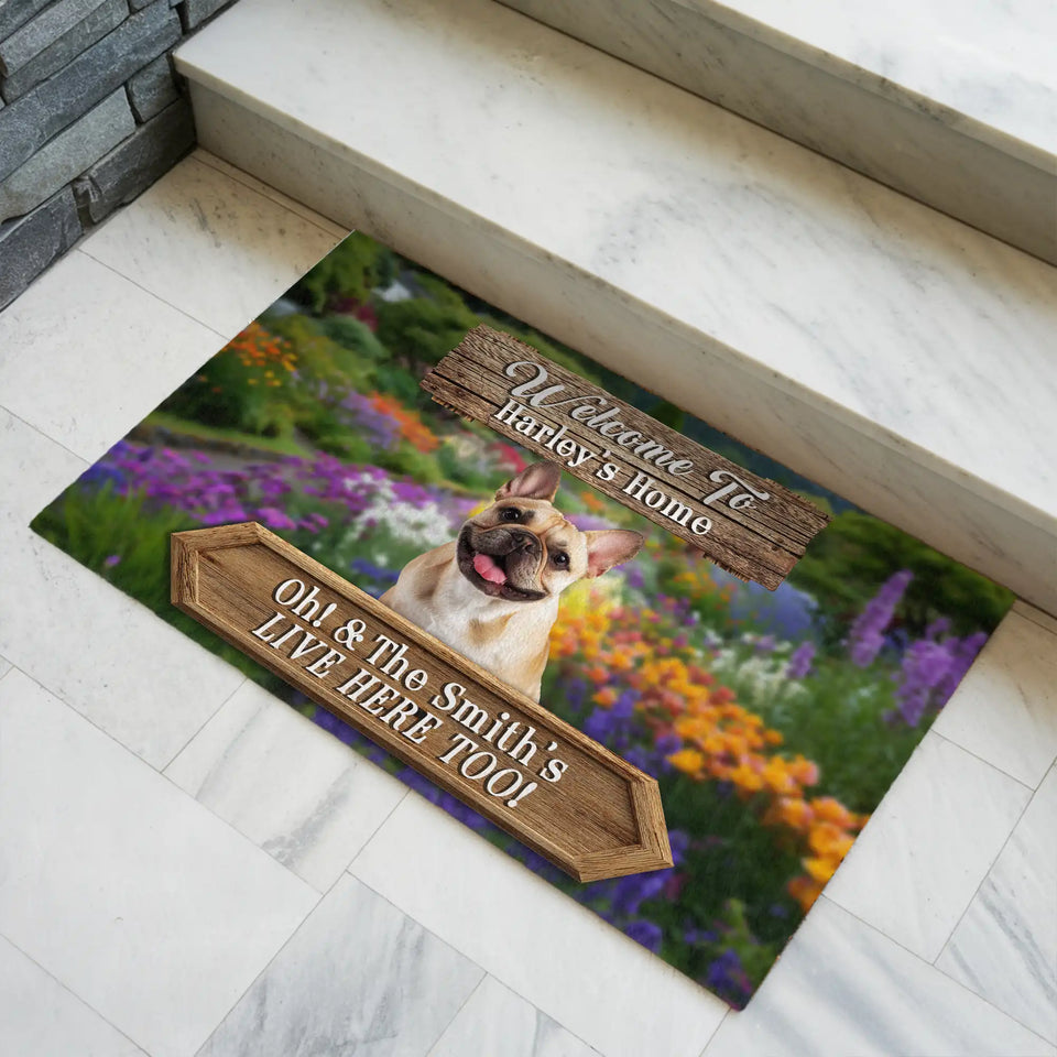 Personalized Dog Photo Doormat – Custom Pet & Family Name Mat