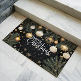 Elegant Christmas Doormat – Black Gold Ornament Welcome Mat