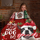 Boston Terrier Christmas Blanket – Dog Lover Holiday Patchwork Throw