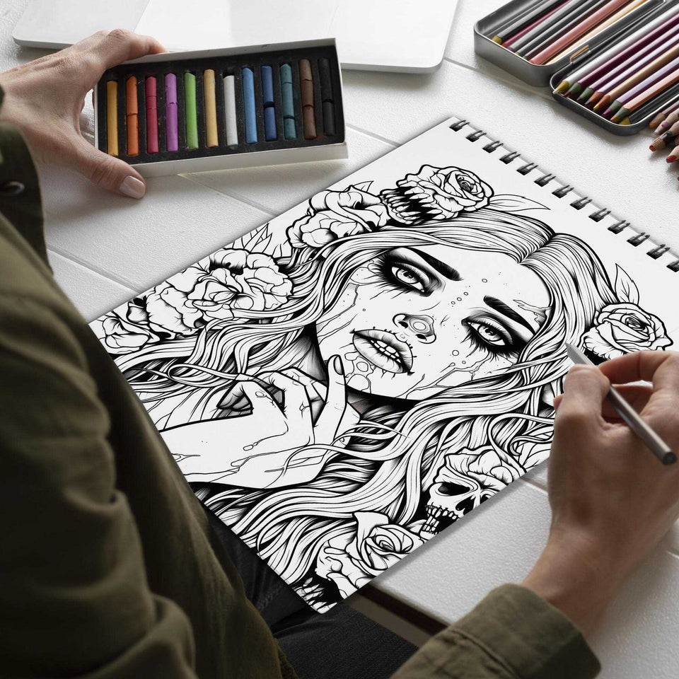 Wicked Beauty Spiral Bound Coloring Book, Unleash Your Creativity with 30 Mesmerizing Coloring Pages of Wicked Beauty, Embracing the Dark Elegance of Horror