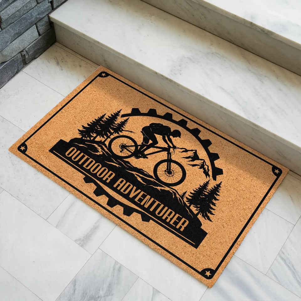 Personalized Mountain Bike Doormat – Custom Text Welcome Ma