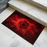 Red Pentagram Doormat – Gothic Occult Welcome Mat