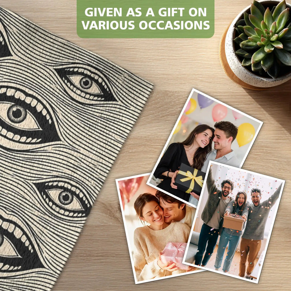 Surreal Eye Mouth Doormat – Black & White Optical Art Mat
