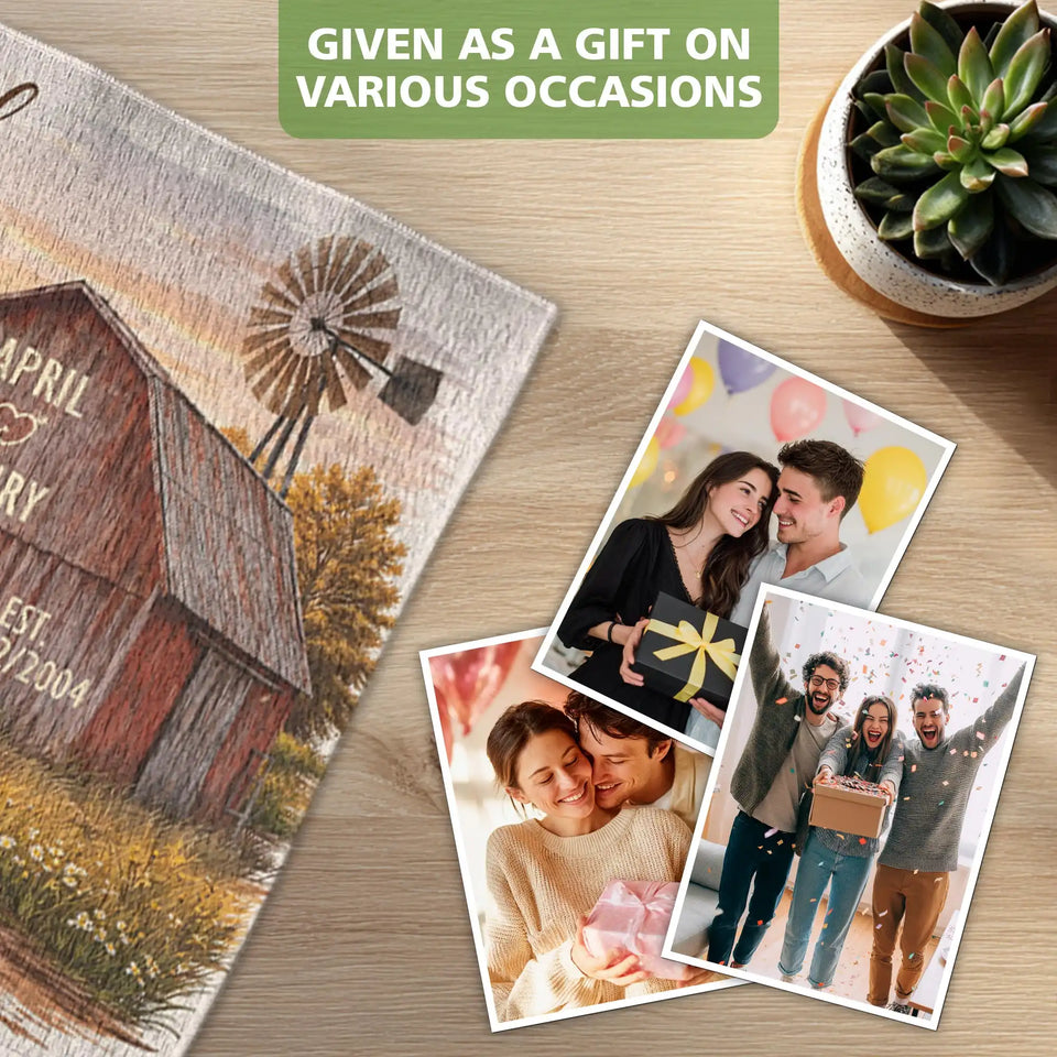 Personalized Rustic Couple Doormat – Custom Names & Date Farm Mat