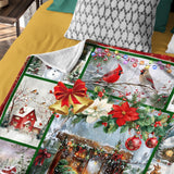 Snowman Christmas Blanket – Let It Snow Cardinal & Deer Holiday Throw