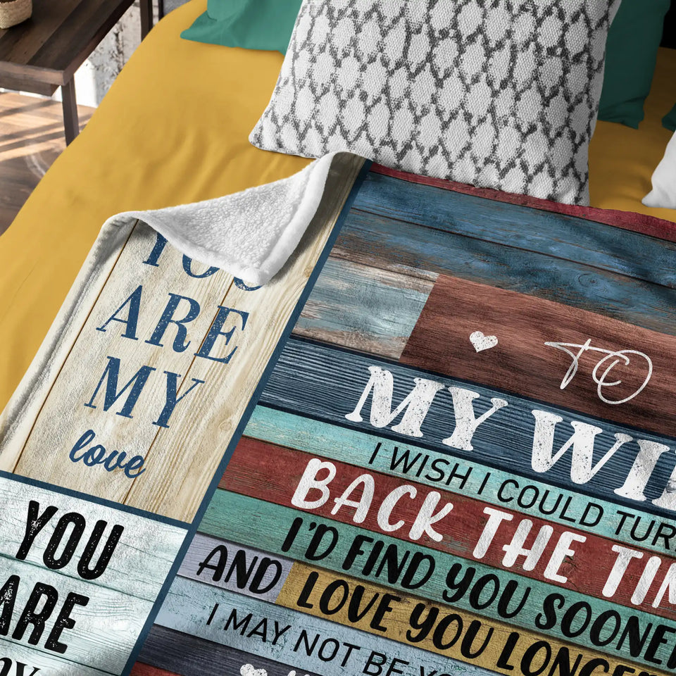 Personalized Wife Blanket From Husband – Rustic Wood Love Gift