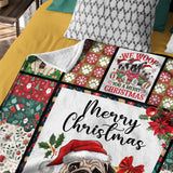 Pug Christmas Blanket – Merry Christmas Dog Lover Patchwork Throw