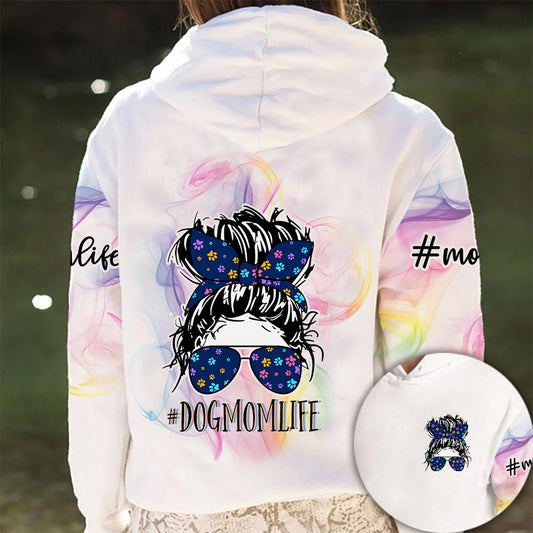 Dog Mom Life All Over Gift Print Unisex Hoodie Dog Lover Gifts