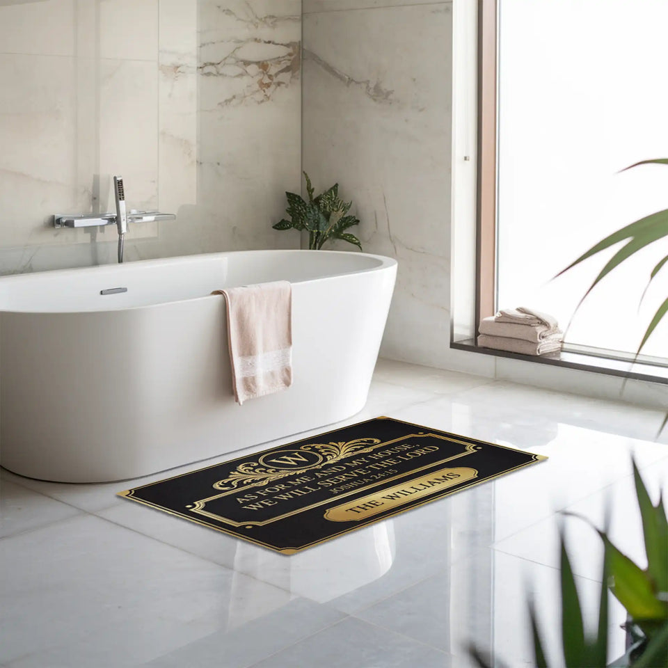 Personalized Christian Doormat – Joshua 24:15 Family Name Mat