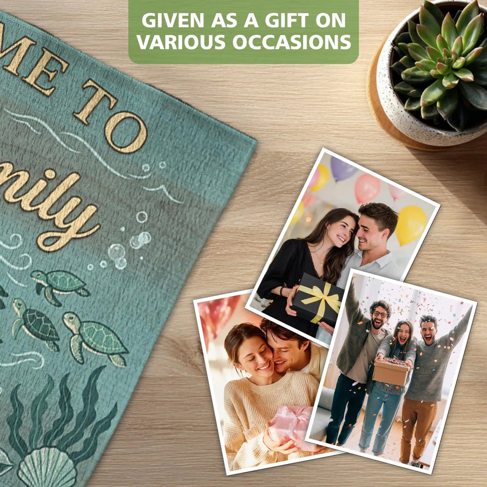 Personalized Sea Turtle Retreat Doormat – Custom Family Name Mat