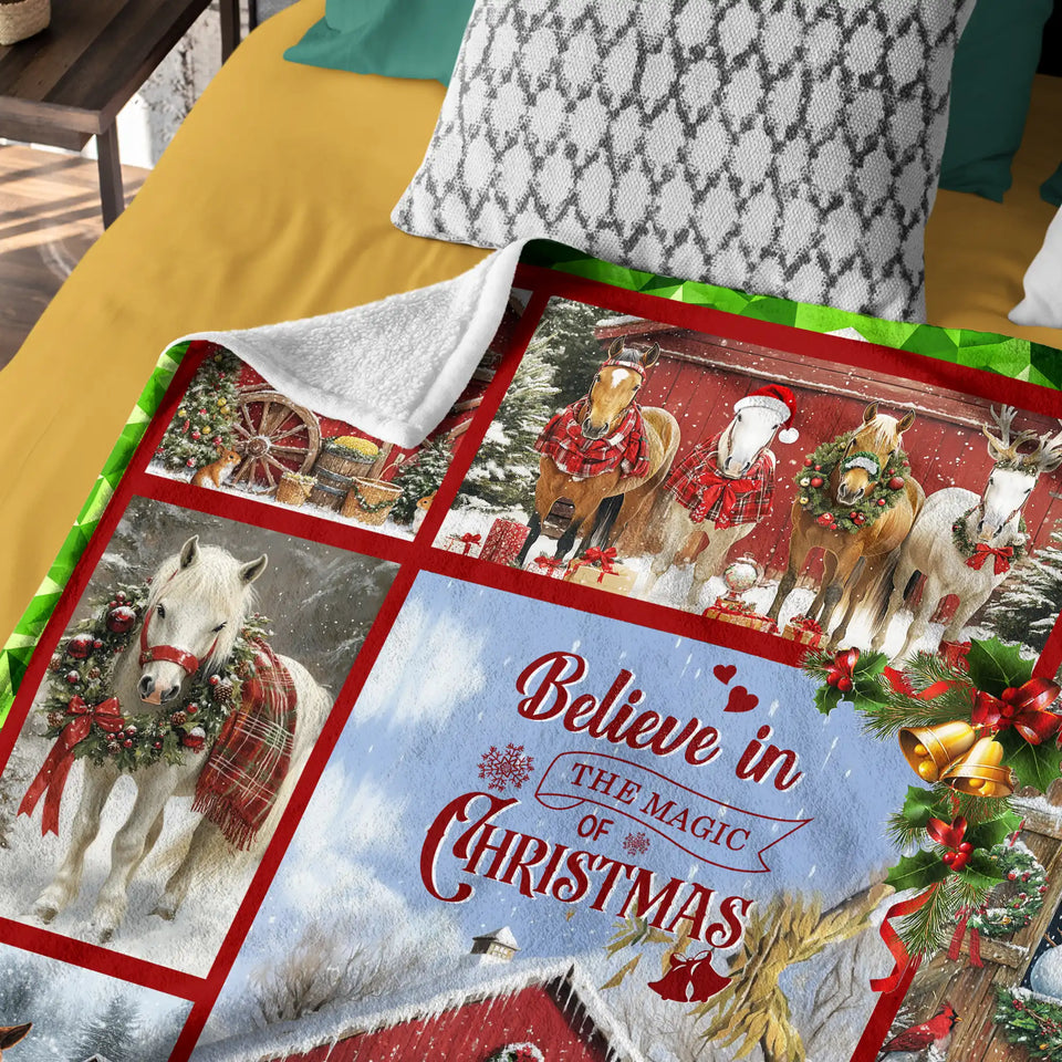 Horse Christmas Blanket – Believe in the Magic of Christmas Holiday Throw