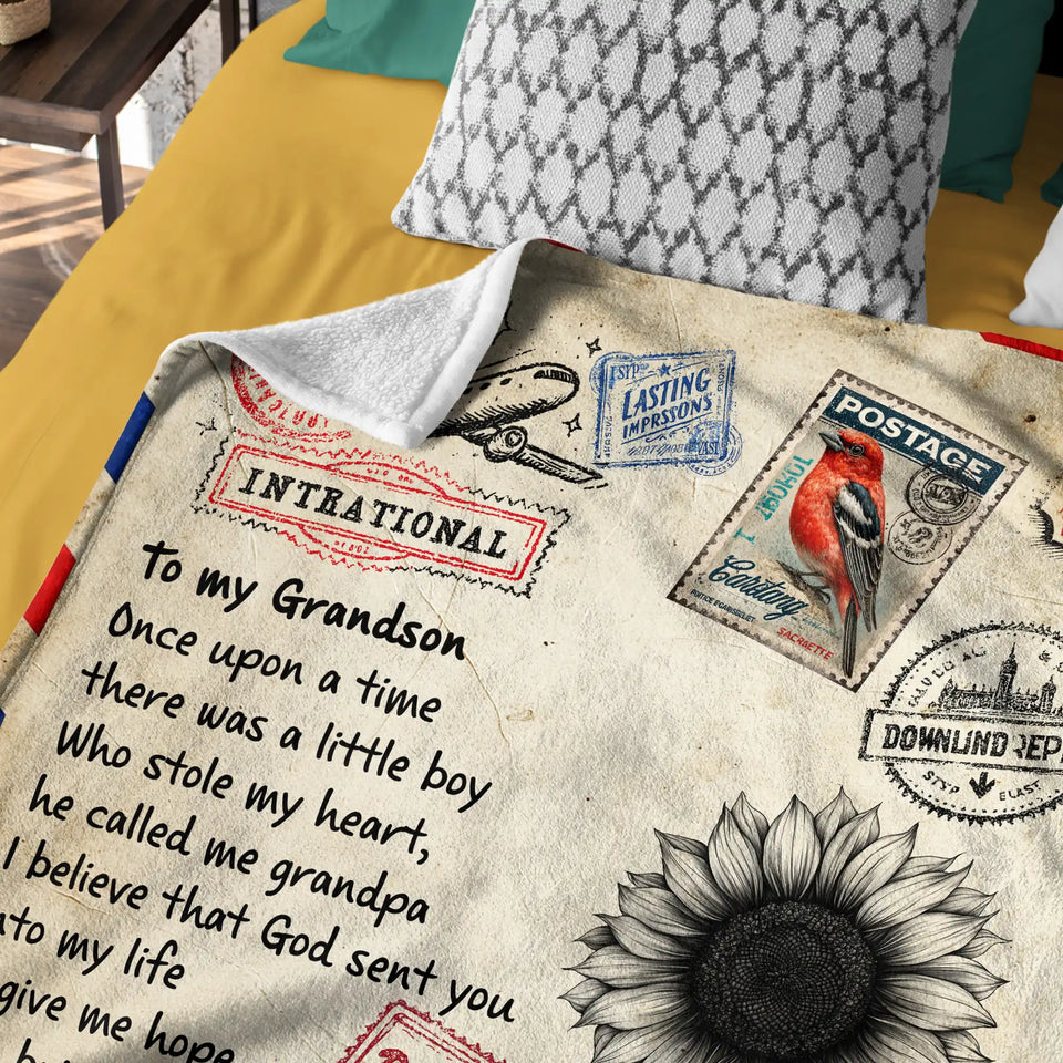 Personalized Grandson Blanket From Grandpa – Sunflower Airmail Gift