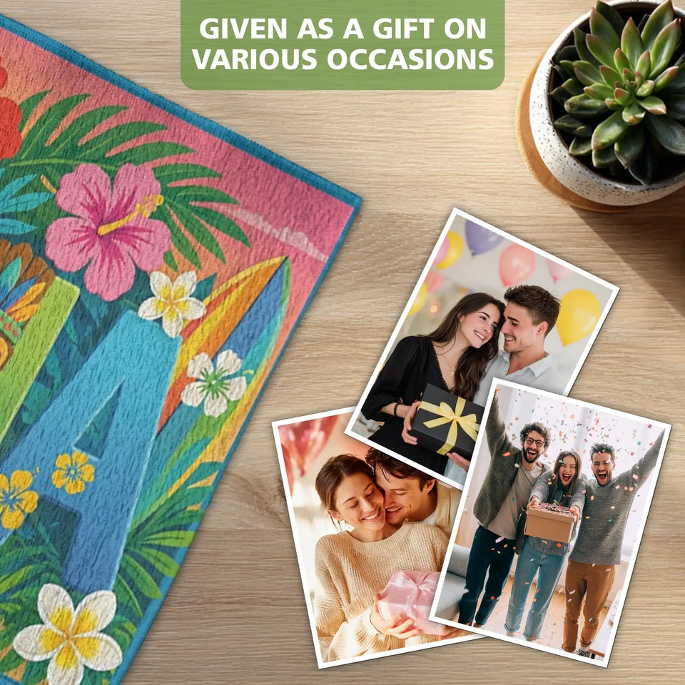 Tropical Aloha Doormat – Hawaiian Floral Beach Welcome Mat