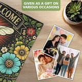 Personalized Floral Bee Doormat – Custom Family Name Welcome Mat