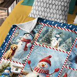 Snowman Christmas Blanket – Cardinal & Woodland Winter Patchwork Throw