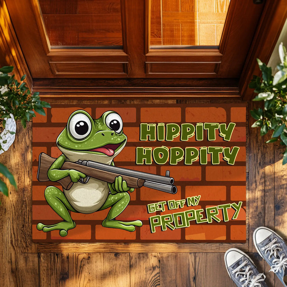 Funny Frog Doormat – Get Off My Property Welcome Mat