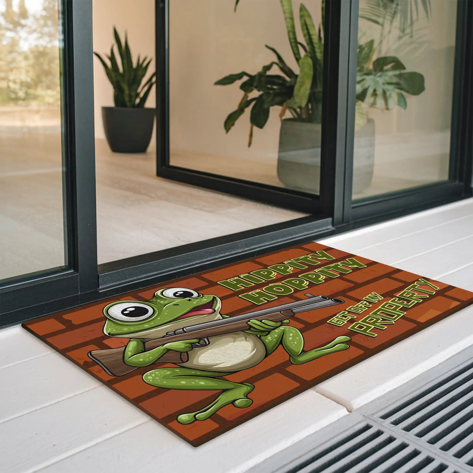 Funny Frog Doormat – Get Off My Property Welcome Mat