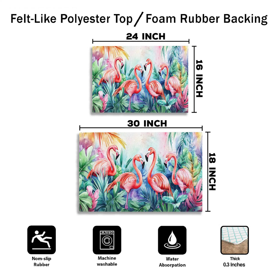 Flamingo Doormat – Tropical Watercolor Door Mat