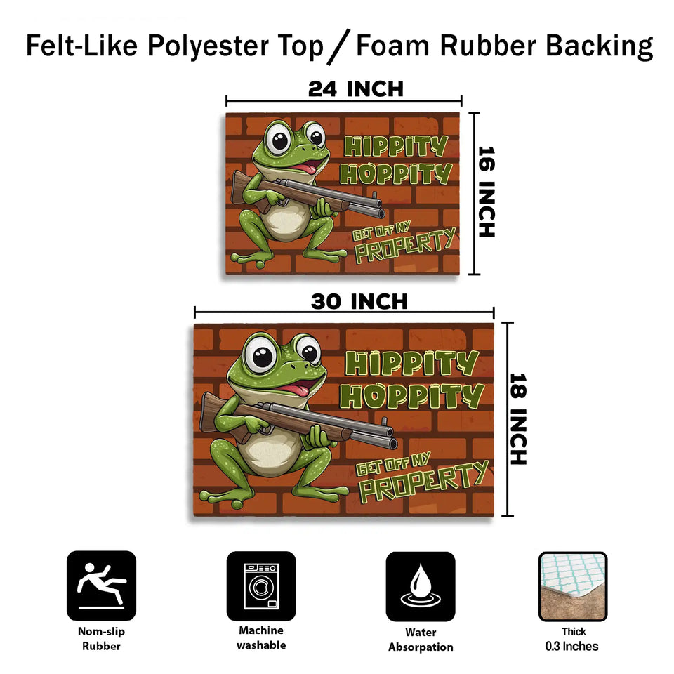 Funny Frog Doormat – Get Off My Property Welcome Mat