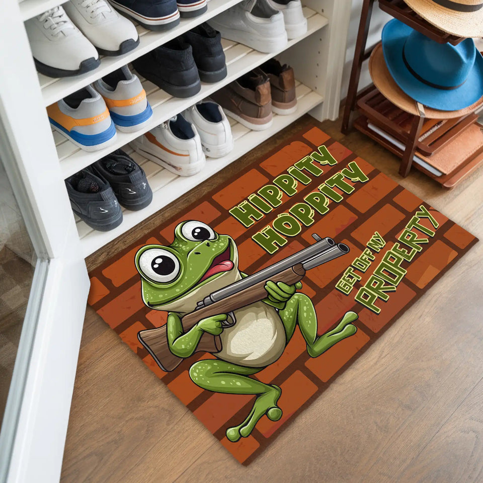 Funny Frog Doormat – Get Off My Property Welcome Mat