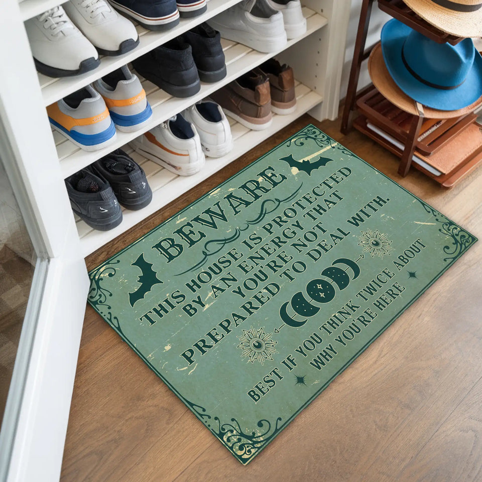 Witchy Doormat – Mystical Moon & Bat Welcome Mat