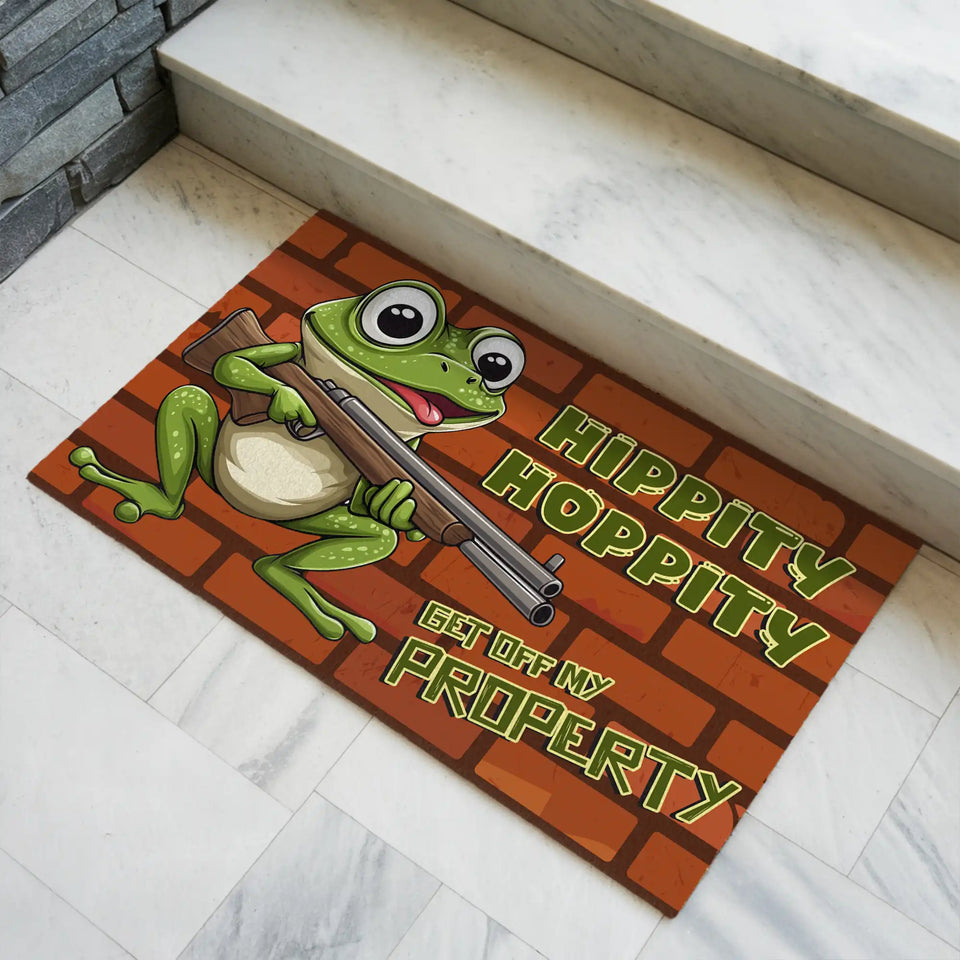 Funny Frog Doormat – Get Off My Property Welcome Mat