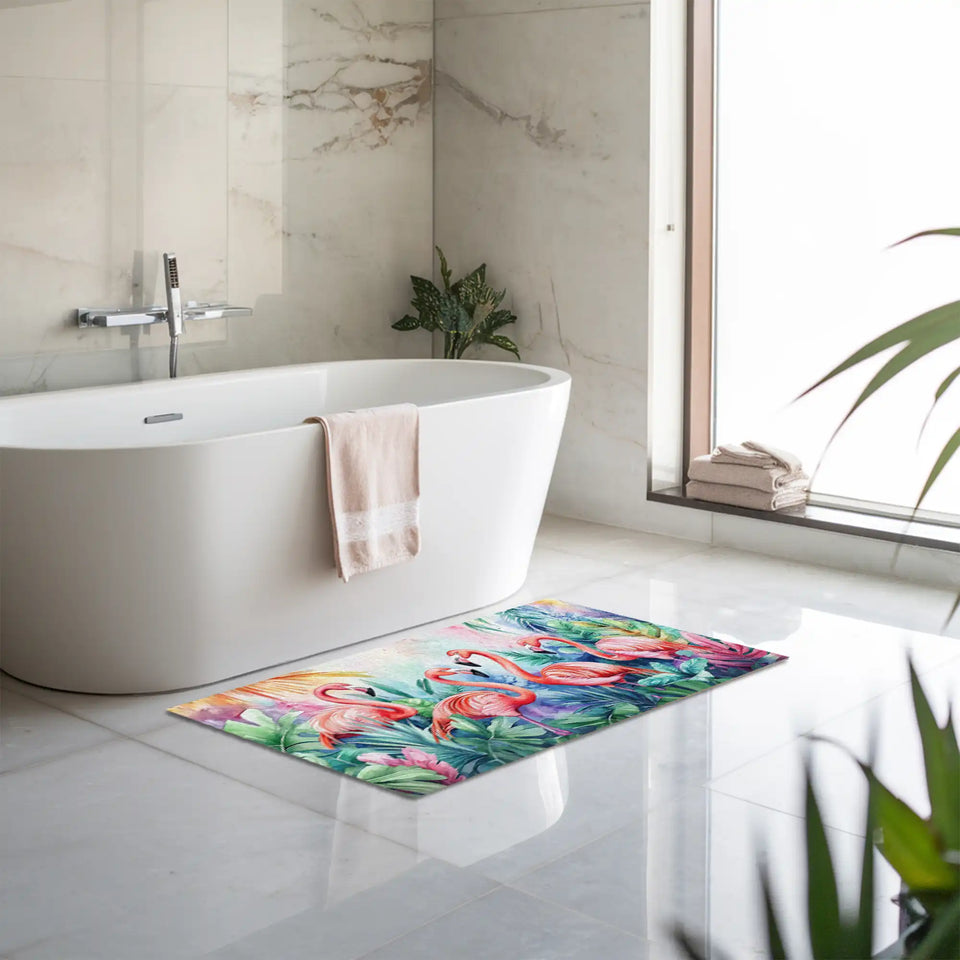 Flamingo Doormat – Tropical Watercolor Door Mat