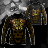 Unisex Hoodie All Over Print Skull Gifts Golden Viking Skull Unisex Hoodie