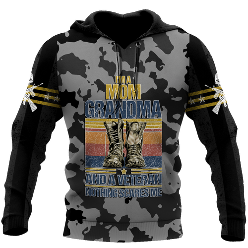 I'm a Mom Grandma and a veteran All Over Printed Unisex Hoodie