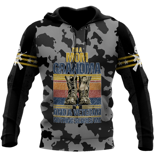 I'm a Mom Grandma and a veteran All Over Printed Unisex Hoodie