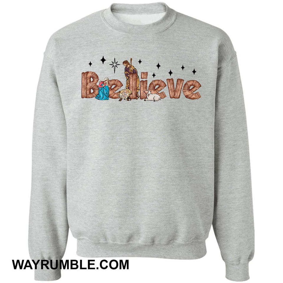 Jesus, Marie and a lamb - Believe Apparel