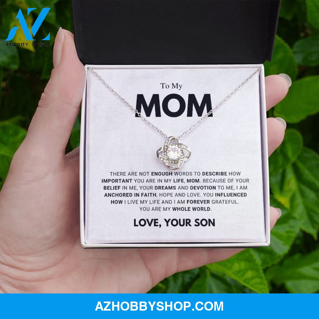 Mom - Forever Grateful - Love Knot Necklace