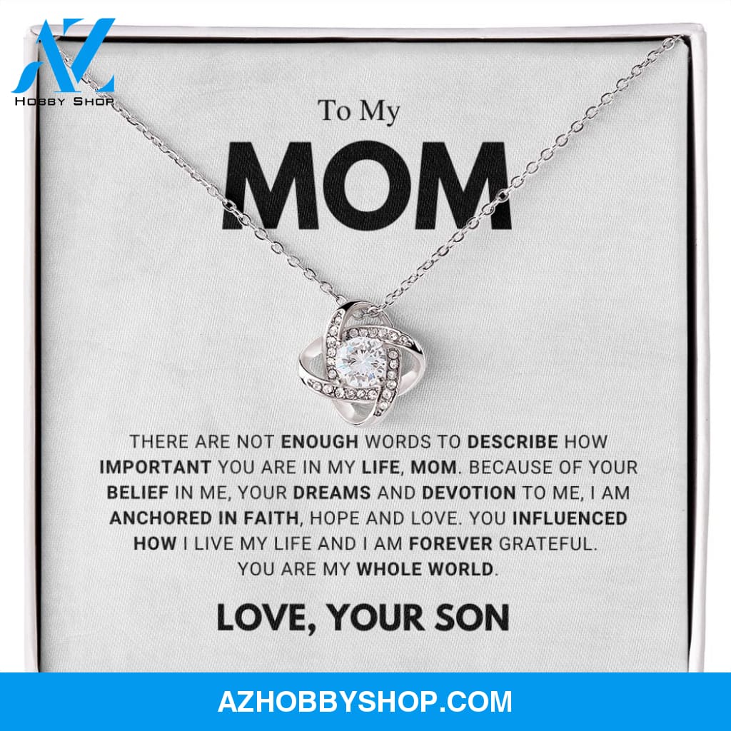 Mom - Forever Grateful - Love Knot Necklace