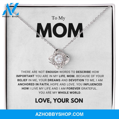 Mom - Forever Grateful - Love Knot Necklace