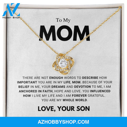 Mom - Forever Grateful - Love Knot Necklace