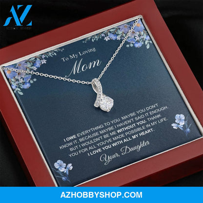Mom - I Love You - Alluring Beauty Silver Necklace