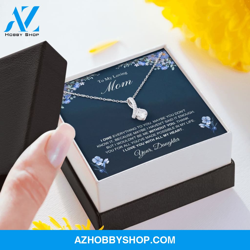 Mom - I Love You - Alluring Beauty Silver Necklace