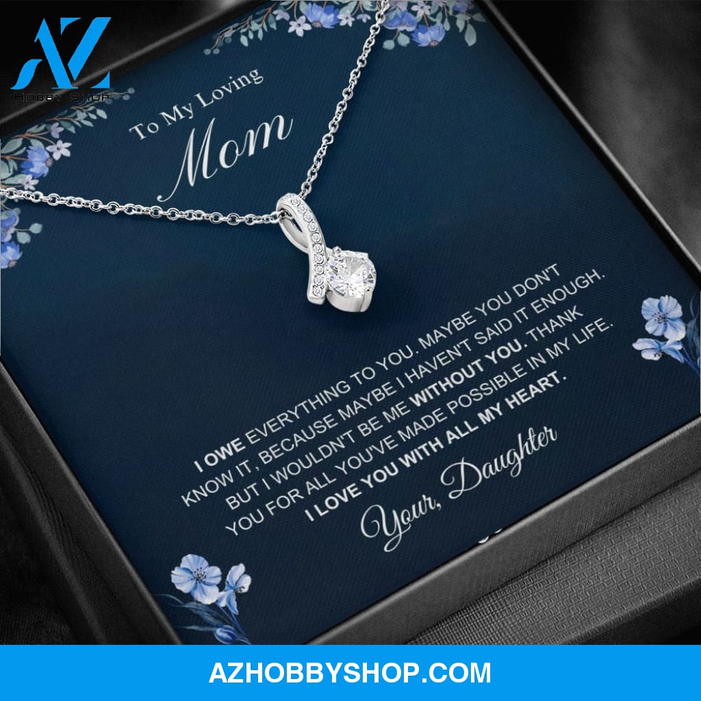 Mom - I Love You - Alluring Beauty Silver Necklace