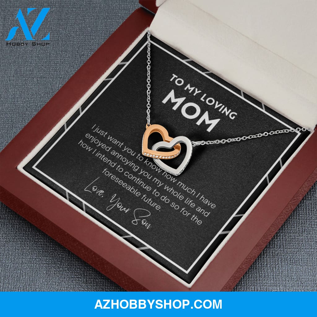 Mom - Interlocking Hearts Gift From Son - Silver Necklace