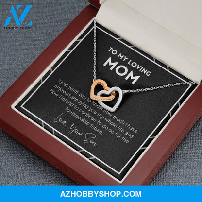 Mom - Interlocking Hearts Gift From Son - Silver Necklace