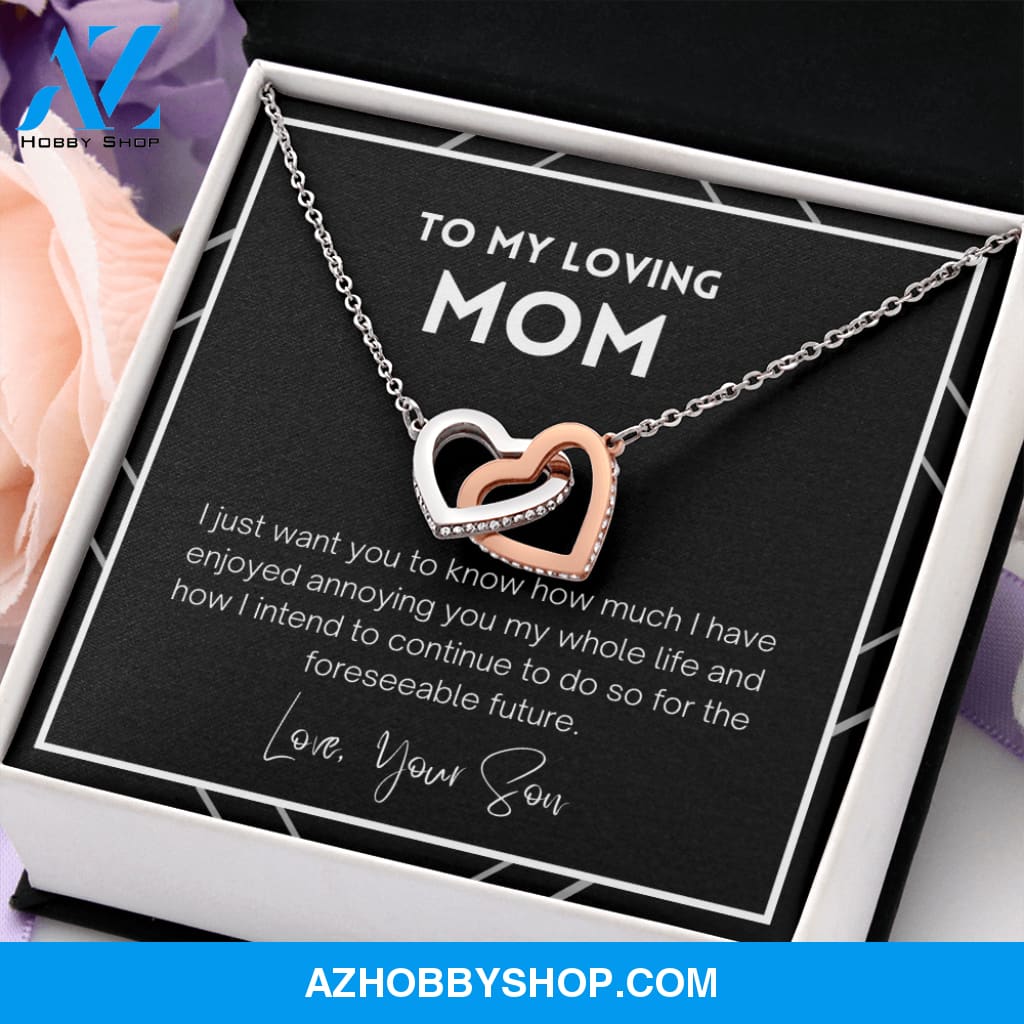 Mom - Interlocking Hearts Gift From Son - Silver Necklace
