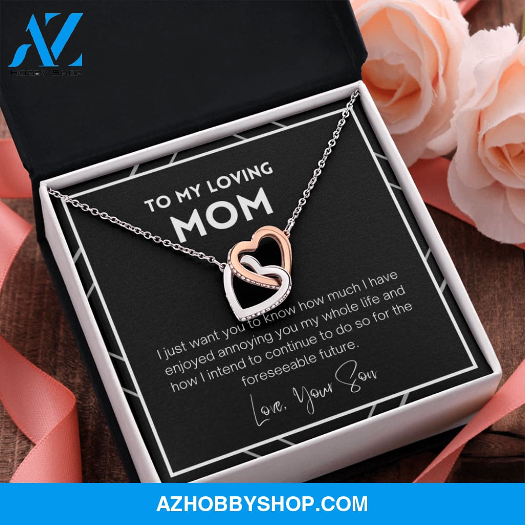 Mom - Interlocking Hearts Gift From Son - Silver Necklace