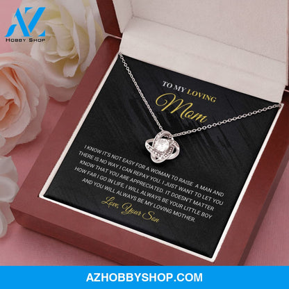 Mom - Love Knot Necklace Gift From Son - Silver