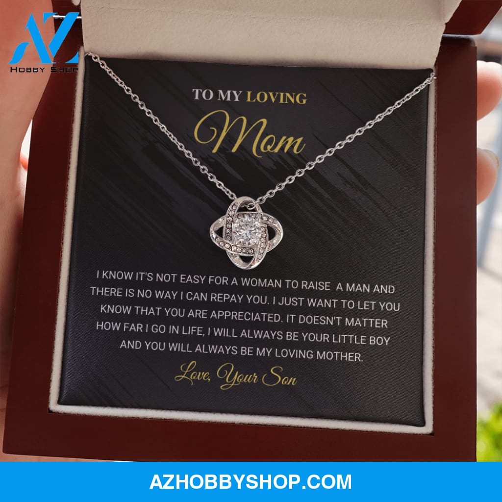 Mom - Love Knot Necklace Gift From Son - Silver