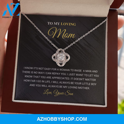 Mom - Love Knot Necklace Gift From Son - Silver
